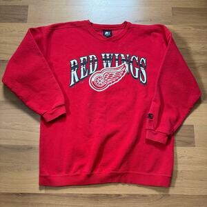 Vintage 90's Starter Detroit Red Wings Pullover V-Neck Sweatshirt Sz Large NHL